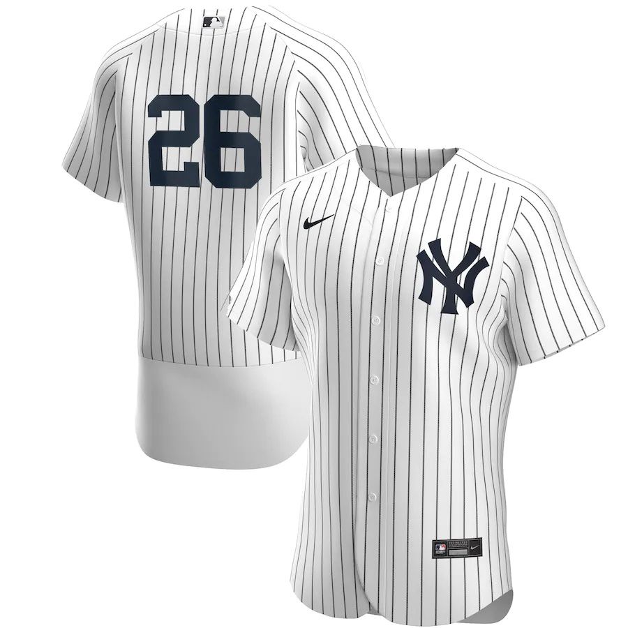 Mens New York Yankees #26 DJ LeMahieu Nike White Navy Home Authentic Player MLB Jerseys